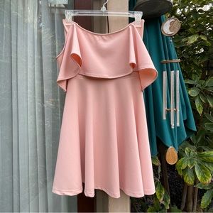 Windsor Peach Off the Shoulder Skater Dress